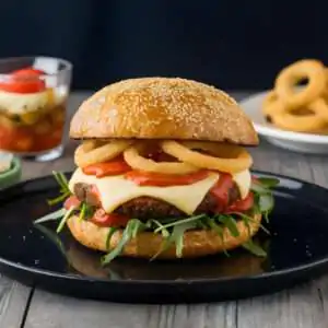 Bacon Burger with Swiss cheese