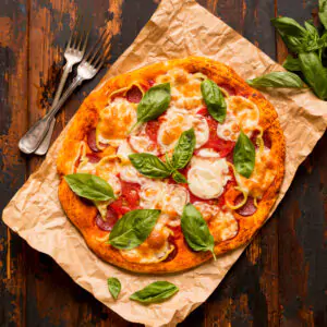 Tomato Margherita pizza
