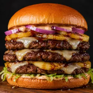 Triple Beef Patty cheese burger at Cravings and Delight